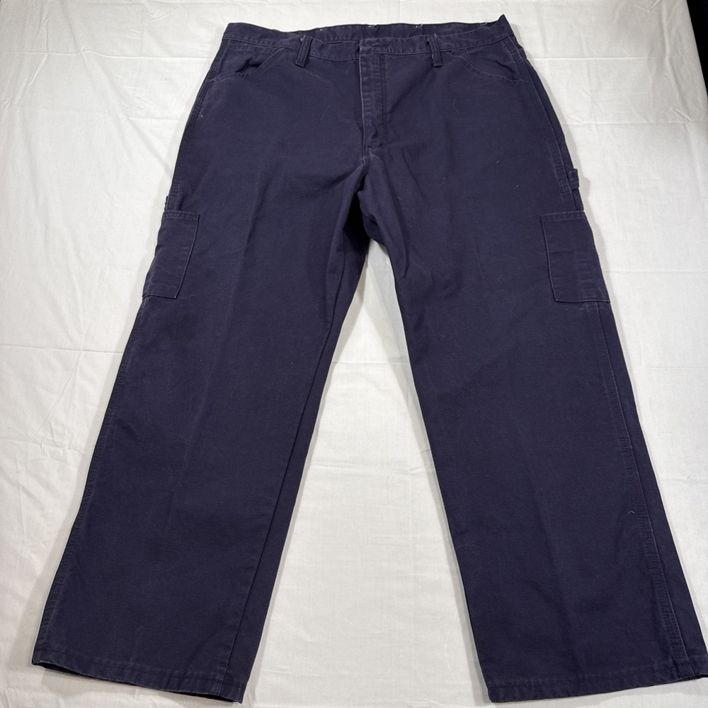 PANTS CARPENTER Bulwark FR  Mens 40x30 NAVY Canvas Flame Fire Resistant Work